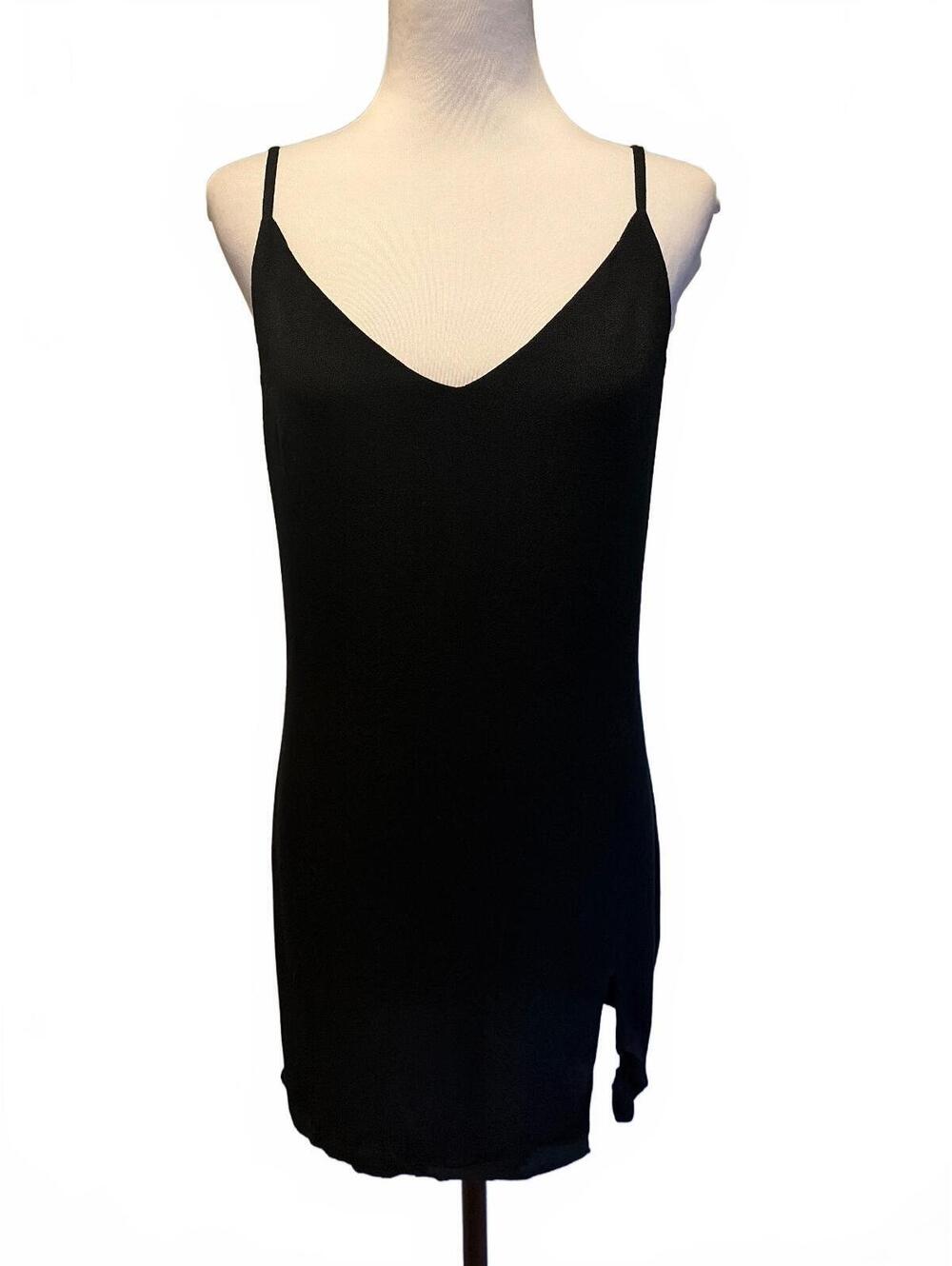 Reformation Marlowe Black Mini Slip Dress S 90s Minimalist Model Off Duty Chic